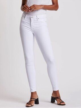 Hudson Nico Mid-Rise Super-Skinny Ankle Jeans in White 25